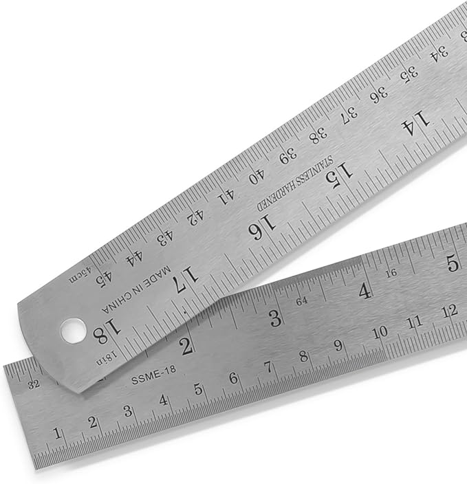 2 Pack - Pacific Arc 18 Inch Stainless Steel Ruler with Inch/Metric Conversion Table