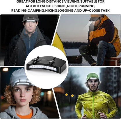 12 Pcs Hat Clip Light, 11 LED Cap Lights Clip on Hat, IPX5 Waterproof Hands-Free Flashlight for Running, Working, Biking, Camping(AAA Batteries not Included)