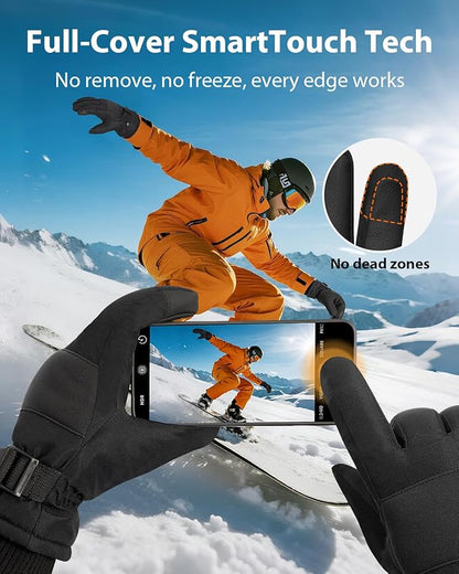 Pixel Panda Mens Winter Gloves Waterproof, Gloves for Cold Weather Extreme Women with 3M Thinsulate and Thick Plush Fleece
