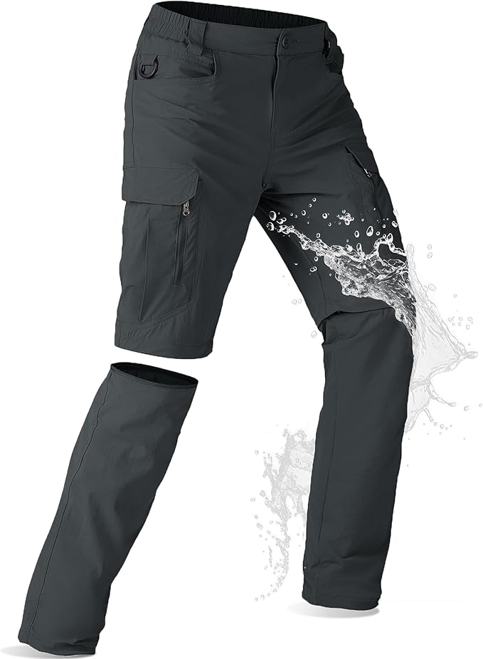 Mens Hiking Pants Convertible Lightweight Quick Dry Zip Off Waterproof Outdoor Travel Fishing Hunting Pants