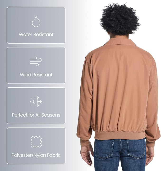 Weatherproof Men's Golf Jacket - Lightweight Windbreaker, Water-Resistant Microfiber Shell, Perfect for Golf & Casual Wear