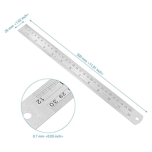 35 PCS 12 Inch Stainless Steel Ruler Bulk with Inch and Metric Scale, Straight Edge Metal Rulers Measuring Tool for Measuring