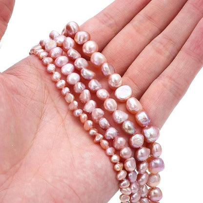 Natural Pearl Beads Side Hole 8-9mm Purple Freshwater Cultured Loose Gemstone Beads for DIY Jewelry Making 13.8''/Strand