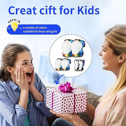 Gradient Color Kids Protective Gear Set Knee Pads for Kid 2-14 Years,W/ Adjustable Strap Kids/Youth Knee Pads Elbow Pads Wrist Guards Set for Inline Roller Skates,Cycling,BMX Bike,Skateboard,Scooter