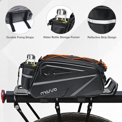 MOSISO Bike Rack Bag, Waterproof Bike Rear Rack Handbag Bicycle Trunk Bag, 14L EVA Mountain Bicycle Rear Seat Storage Saddle Pouch Cycling Luggage Pouch with Shoulder Strap, Orange