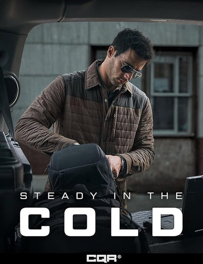 CQR Men's Lightweight Insulated Jacket, Windproof Packable Water Resistant Warm Active Coat for Hiking Work Outdoor Tactical