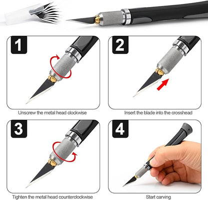 EHDIS Precision Hobby Knife Set Utility Craft Knife Kit with 10PCS Blades for Art, Working-Stencil, Scoring, Scrapbooking, Architecture Modeling, Crafting-Grey