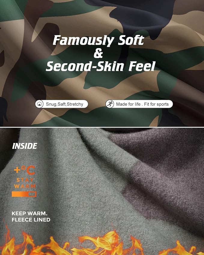 CL convallaria Long Johns Thermal Underwear for Men Soft Fleece Lined Base Layer Cold Weather Top Bottom Gift Set