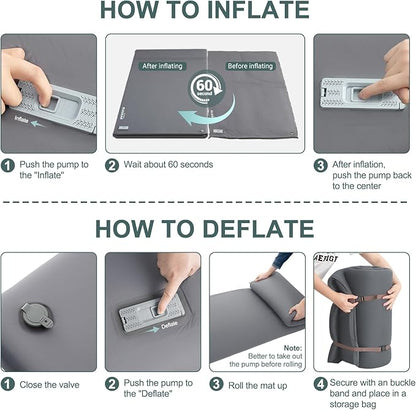 Elegear Self Inflating Sleeping Pad, Built-in Electric Pump 3.1" Ultra-Thick Memory Foam Camping Mattress Pad with Pillow Double Sleeping Pad for Camping R-Value 9.5 Foam Camp Pad for Car/Traveling