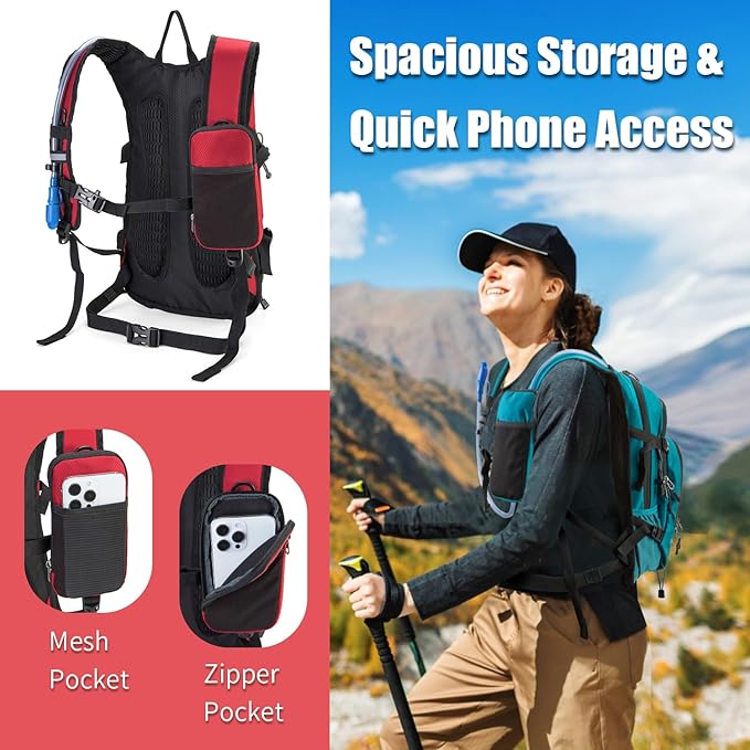 Hydration Backpack Pack with 2L Water Bladder 18L Hiking Backpack Women Men Lightweight Hydropack Insulated Daypack for Biking, Running, Festival