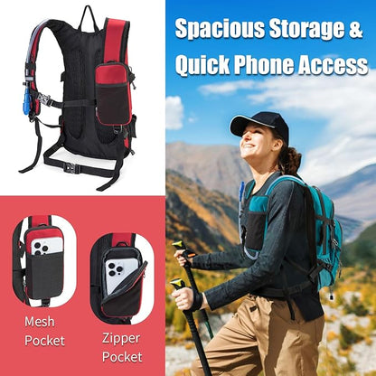 Hydration Backpack Pack with 2L Water Bladder 18L Hiking Backpack Women Men Lightweight Hydropack Insulated Daypack for Biking, Running, Festival