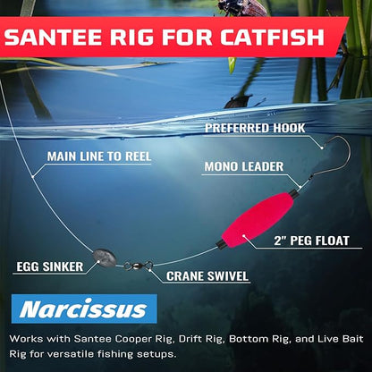 Narcissus Fishing Bobbers Floats for Catfish,Foam Fishing Peg FloatsFreshwater and Saltwater,Perfect for Santee Catfish Rig