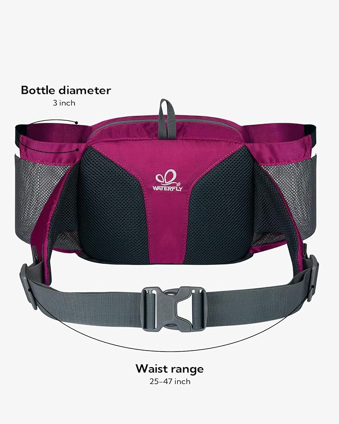 WATERFLY Fanny Pack Waist Bag: Waist Pack for Women Men with Two Water Bottle Holder Hiking Fanny Pack for Running Walking DogWalking Travel Cycling