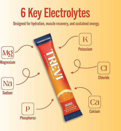 TREVI™ Sugar Free Electrolytes - Drink Mix Hydration Powder Packets - 8 Count - Orange