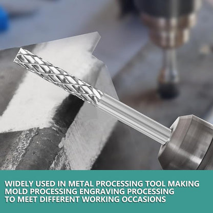 CATITO Carbide Burr Set Die Grinder Bit, 10Pcs 1/8" Shank Double Cut Carbide Rotary Burr Set for Steel, Wood and Metal Working, Engraving, polishing and Cleaning.