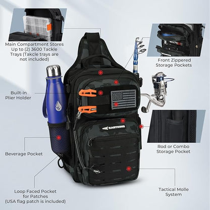 KastKing BlowBak Tactical Sling Tackle Bag-Lightweight Fishing Backpack Storge Fishing Gear and Equipment,Gift for Men