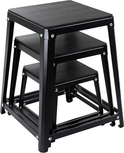 Metal Plyometric Jumping Box, Steel Fitness Exercise Jump Platforms Box for Conditioning Strength and Agility Training, 12 Inch Anti-Slip Workout Step Up Box for Home Gym