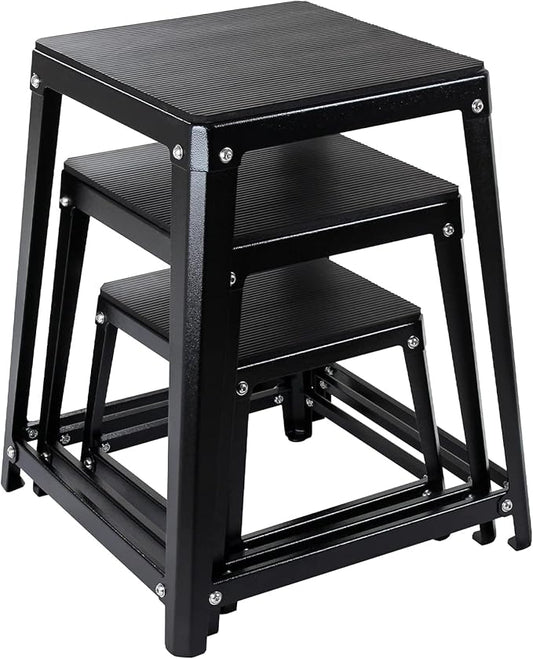 Metal Plyometric Jumping Box, Steel Fitness Exercise Jump Platforms Box for Conditioning Strength and Agility Training, 12 Inch Anti-Slip Workout Step Up Box for Home Gym