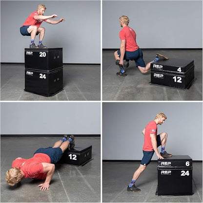 REP Fitness Stackable Soft Foam Plyo Box Set, Adjustable Plyometric Jump Box for Home Gym Workouts, Plyometric Jumping Platform for Exercise, Step Training, HIIT & CrossFit