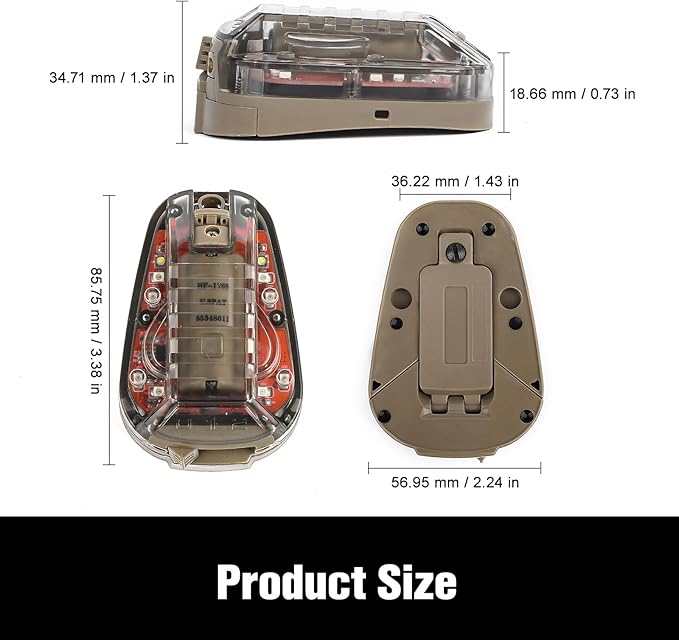 Tactical Helmet IR Strobe Light, Identification Light with Optional 4 Modes, Survival Signal for Outdoor Sports (Brown Base-Red)