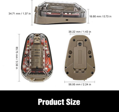 Tactical Helmet IR Strobe Light, Identification Light with Optional 4 Modes, Survival Signal for Outdoor Sports (Brown Base-Red)