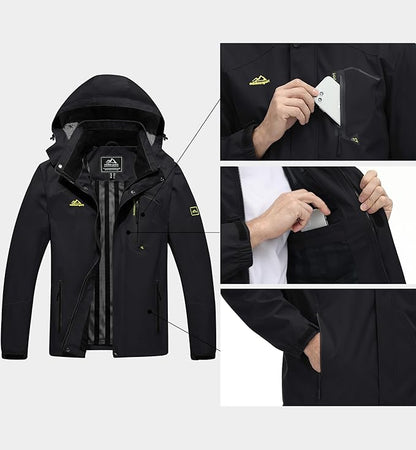 MAGCOMSEN Men's Lightweight Windbreaker Rain Jacket Raincoat with Detachable Hood for Hiking Fishing Activewear