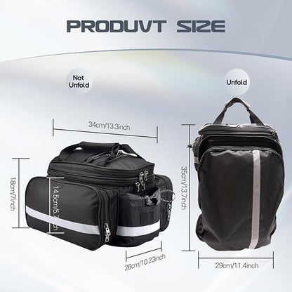 Coolrunner Panniers Bike Bags Bike Rear Rack Bag Bicycle Trunk Bag 27L Bicycle Rack Rear Bag with Rain Cover Bike Saddle Bag for Grocery Shopping Commuter Travel Outdoor Cycling Trip