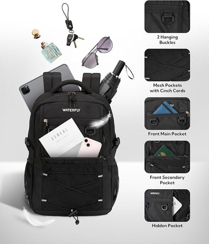 WATERFLY Travel Hiking Casual Backpack: 22L Lightweight Everyday Outdoor City Daypack College Bookbag for Women Men