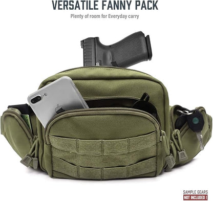 Tactical Fanny Pack for Men & Women, Concealed Carry Fanny Pack for Men, Adjustable Waist Bag, Compact Travel Belt Bag, CCW Fanny Pack with U.S Flag Patch