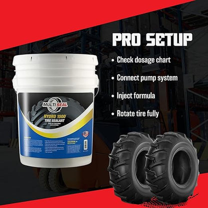 HYDRO 1500 Propylene Glycol Based Formula - Liquid Ballast-Filled Tire Sealant for Flat and Puncture Prevention, 5-Gallon Pail with Pump