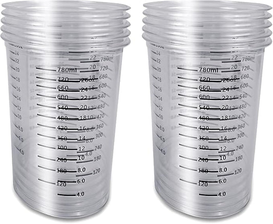 Resin Mixing Cups 10 Count 32oz Precision Measuring Set with Dual Scales & Protective Gloves Heavy Duty & Crystal Clear Disposable Cups for Epoxy, Paints, Pigments & More