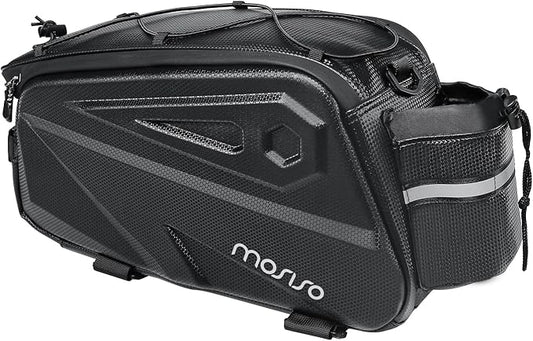 MOSISO Bike Rack Bag, Waterproof Bike Rear Rack Handbag Bicycle Trunk Bag, 14L EVA Mountain Bicycle Rear Seat Storage Saddle Pouch Cycling Luggage Pouch with Shoulder Strap, Black