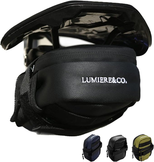 Lumiere & Co. Bike Saddle Bag – Ultra Small (0.2L) & Medium (0.5L) Options | Sleek Minimalist Design, Secure Hook & Loop Strap