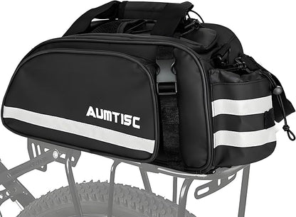AUMTISC Bike Rear Rack Bag, 14L Bicycles Panniers Trunk Saddle Bags with Rain Cover for Ebike, Cycling Back Seat Cargo Carrier Storage Bag for Commuter Travel Outdoor