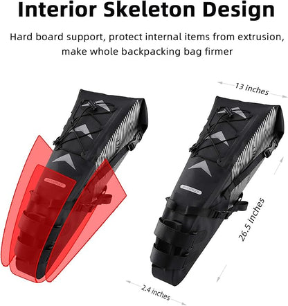 ROCKBROS Bikepacking Bag Waterproof Bike Saddle Bag Large Capacity Bikepacking Seat Bag Road Mountain Bike Seat Bag Max 10L