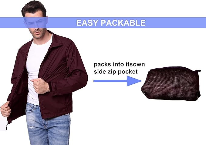TRAILSIDE SUPPLY CO. Mens Windbreaker Jackets Lightweight Packable Jacket,Windproof and Dustproof