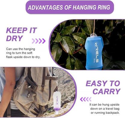 200ml/350ml/500ml Collapsible Soft Flask,BPA Free Folding Soft Water Bottle with Hanging Ring,Lightweight TPU Hydration Flask for Running Marathon Cycling Hiking(200ml-2 Packs)