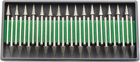 30Pcs 6mm Triangular Head,3mm Shaft,Diamond Stone Abrasive Burs Burr Grit Bits for Rotary Tool Grinding Head Jewelry Lapidary Woodworking (Triangular 6mm)