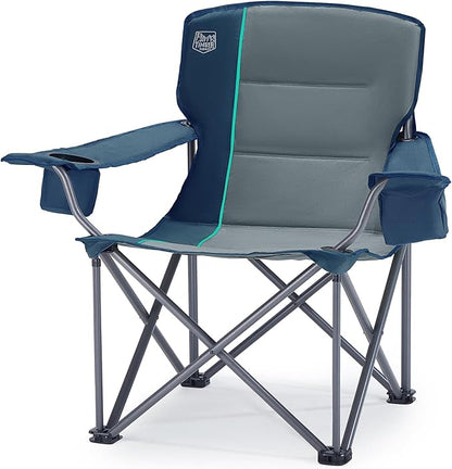 Timber Ridge 550 LBS Oversized Folding Camping Chair for Adults, Heavy Duty Outdoor Chair with Cup Holder Side Pocket for Camp, Lawn, Picnic, Navy-Upgrade