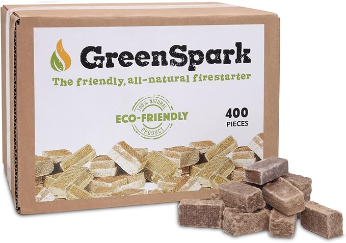 Natural Fire Starters for Grill, Smoker, Pizza Oven,BBQ,Fireplace, Wooden & Pellet Stove, Fire Pit, Long Burn, Waterproof,All Weather, Safe for Indoor/Outdoor Use (Square 400 Pcs)