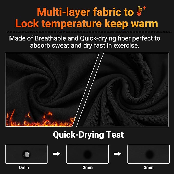 Thermal Underwear for Men, Winter Gear Long Johns Base Layer Top and Bottom Set for Skiing Running