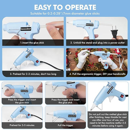 Mini Hot Glue Gun Kit with 30 Glue Sticks, Fast Preheating Hot Melt for School Crafts DIY Arts and Quick Home Repairs, 20w Light Blue