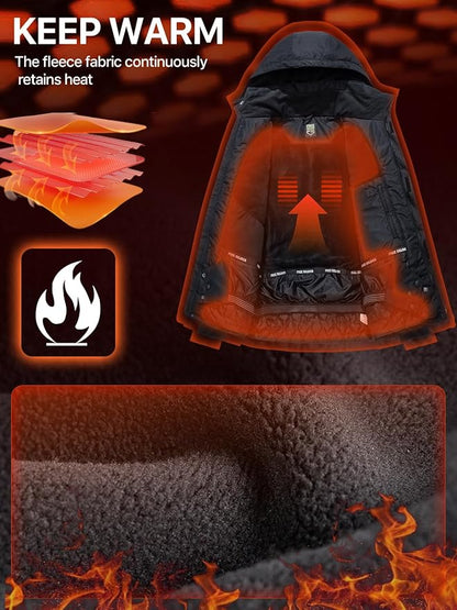 FREE SOLDIER Men's Waterproof Ski Jacket Fleece Lined Warm Winter Snow Coat with Hood Fully Taped Seams