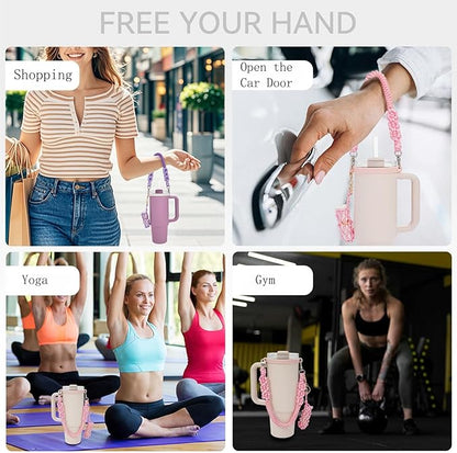 Outman Cup Accessories Set Water Bottle Holder Sling,Siliocne Straw Cover,Lipstick Holder Fits Most 16-40oz Water Bottles Compatible with Stanley Cup