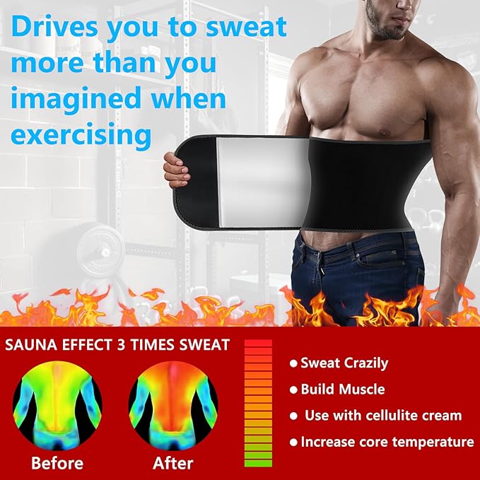 MORECOO Waist Trainer for Women/Men, Waist Sweat Band, Stomach Wrap, Belly Band Sweat Belt, Body Shaper Belt