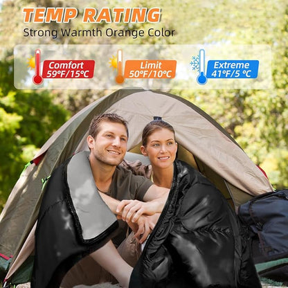 Double Sleeping Bags for Adults, 2 Person Camping Sleeping Bag for Cold & Warm Weather
