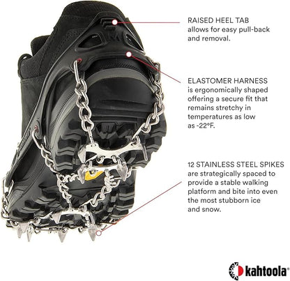 Kahtoola MICROspikes Footwear Traction for Winter Trail Hiking & Ice Mountaineering