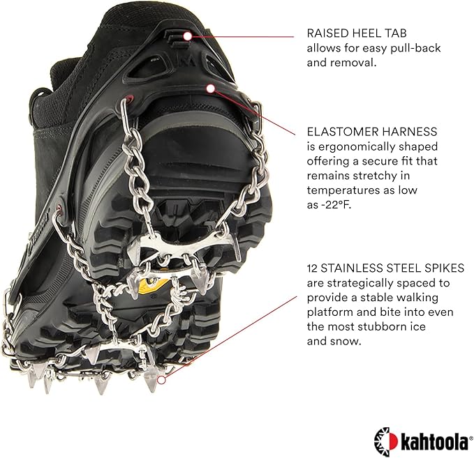 Kahtoola MICROspikes Footwear Traction for Winter Trail Hiking & Ice Mountaineering
