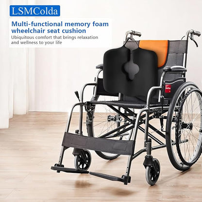 Adjustable Wheelchair Cushions for Tailbone Pain Relief Cushion, Pressure Relief Wheelchair Cushion, Donut Pillow for Hemorrhoids, Bedsores, Prostate, Tail Vertebrae，Sedentary Wheelchair (Black)