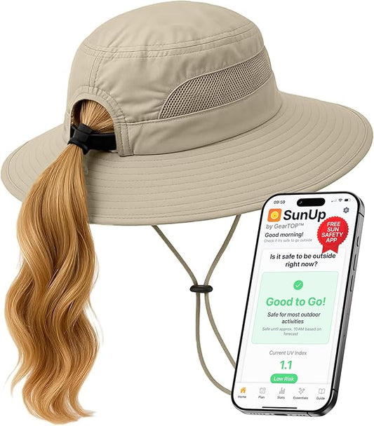 GearTOP Safari Hat for Men Sun Hats for Women UV Protection UPF 50+ Fishing, Gardening, Hiking Hat (22-23 1/2")